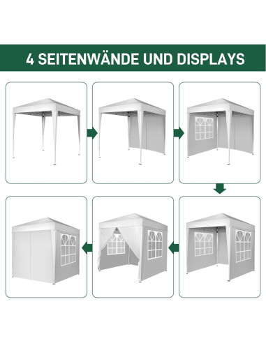 Carpa Gazebo Portátil Gearvato 2x2m Impermeable Blanca