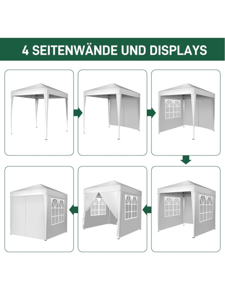 Carpa Gazebo Portátil Gearvato 2x2m Impermeable Blanca