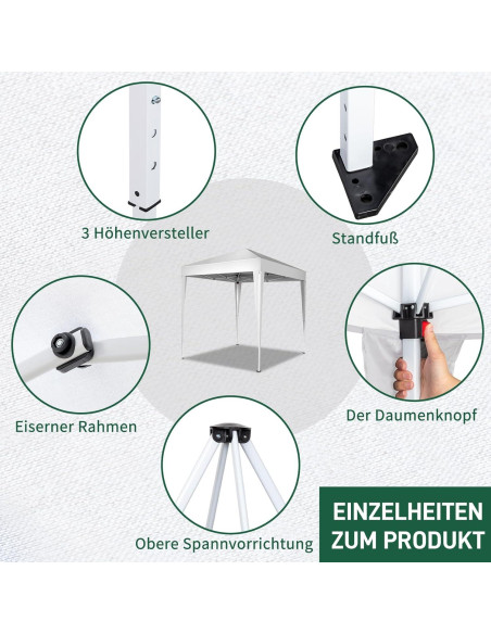 Carpa Gazebo Portátil Gearvato 2x2m Impermeable Blanca