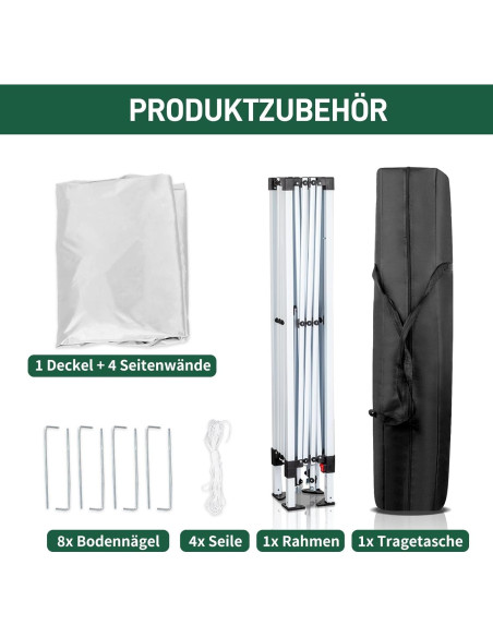 Carpa Gazebo Portátil Gearvato 2x2m Impermeable Blanca