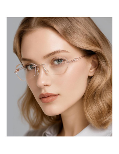 Gafas de lectura sin montura LUMIHA HD dorado rosa 1x