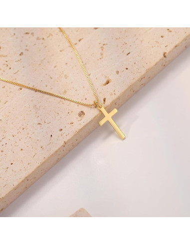 Collar de Cruz Dainty Chapado en Oro 14K para Mujeres 40.64 cm
