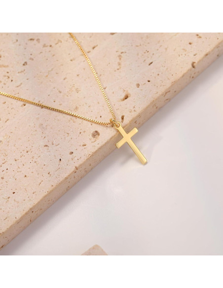Collar de Cruz Dainty Chapado en Oro 14K para Mujeres 40.64 cm