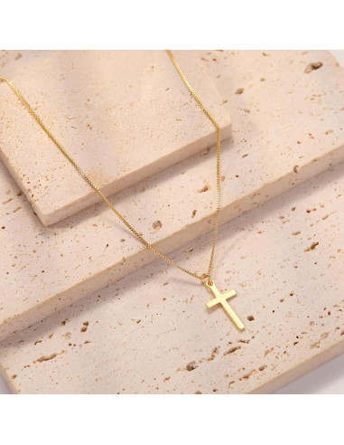 Collar de Cruz Dainty Chapado en Oro 14K para Mujeres 40.64 cm