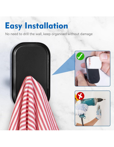 Ganchos Adhesivos INNPLUS - Paquete de 6, Alta Resistencia, Negro