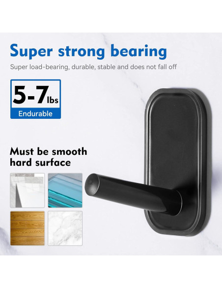 Ganchos Adhesivos INNPLUS - Paquete de 6, Alta Resistencia, Negro