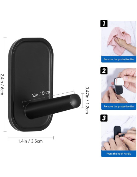 Ganchos Adhesivos INNPLUS - Paquete de 6, Alta Resistencia, Negro