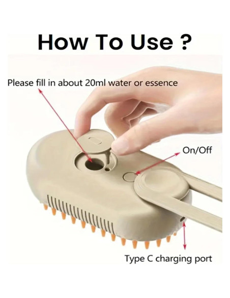 Cepillo de Vapor 4 en 1 MENGWO para Gatos y Perros - Antiestático