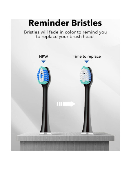 Cepillo de dientes eléctrico MySmile negro, 48000 VPM, 6 cabezales