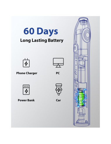 Cepillo de dientes eléctrico MySmile negro, 48000 VPM, 6 cabezales