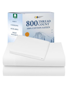 Conjunto de Sábanas Twin California Design Den 800 Hilos Algodón Satén Blanco