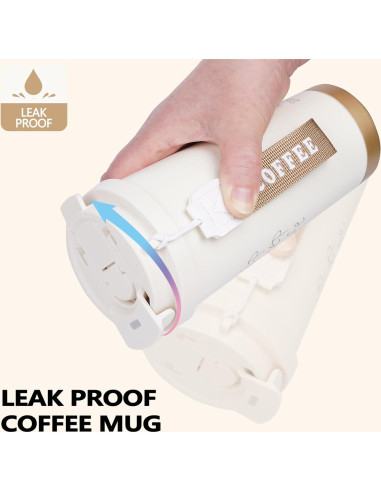Taza de Café Aislada ZaoanHom 532 ml Blanca con Tapa a Prueba de Fugas
