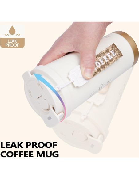 Taza de Café Aislada ZaoanHom 532 ml Blanca con Tapa a Prueba de Fugas