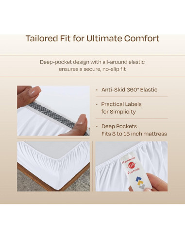 Conjunto de Sábanas Twin California Design Den 800 Hilos Algodón Satén Blanco