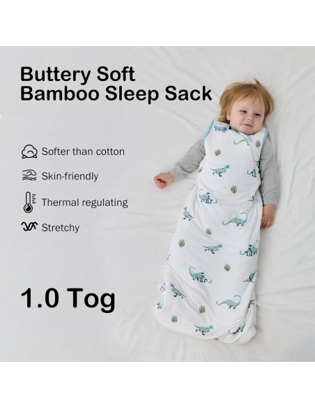 Saco de Dormir BubblePanda Rayón Bambú 0-6 Meses Dinosaurio
