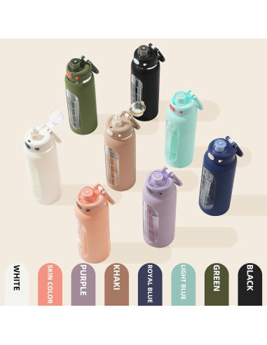 Botella de Agua de Vidrio SIEROZUR 32oz con Popote y Asa