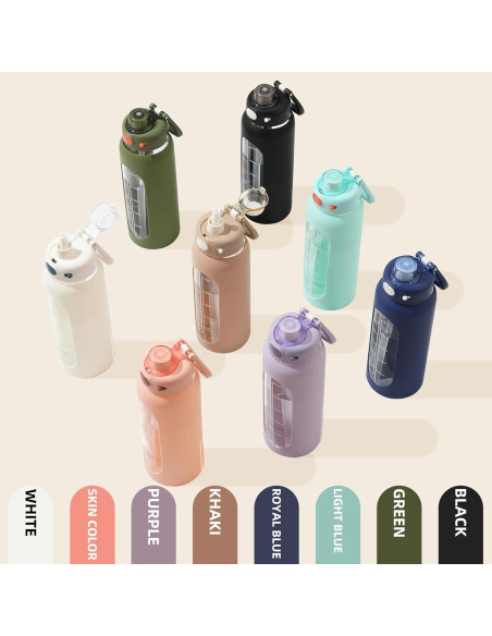 Botella de Agua de Vidrio SIEROZUR 32oz con Popote y Asa