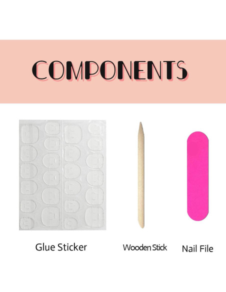 Uñas Postizas Cortas Cuadradas Geyakal - 24 Piezas Rosadas