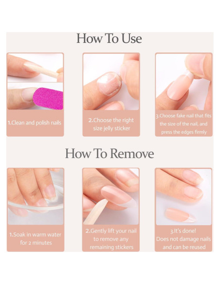 Uñas Postizas Cortas Cuadradas Geyakal - 24 Piezas Rosadas