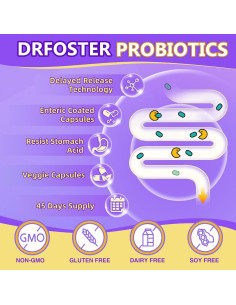 Probioticos Digestivos DRFOSTER 120 Mil Millones CFUs 90 Caps 2