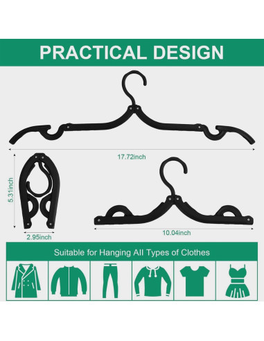 12 Perchas Plegables Portátiles Bgtecho Antideslizantes Negras