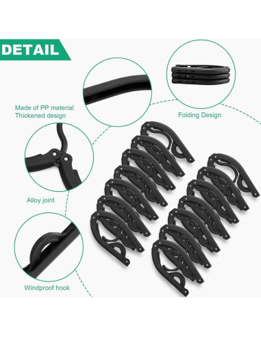 12 Perchas Plegables Portátiles Bgtecho Antideslizantes Negras