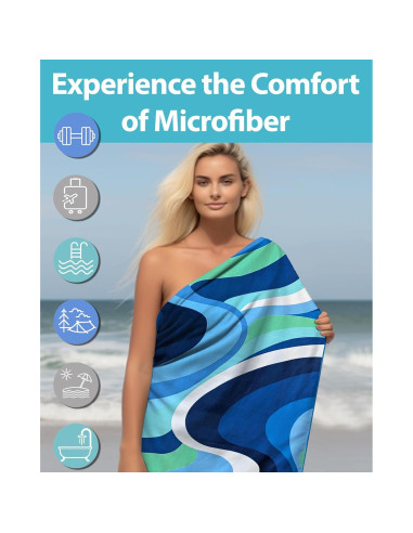 Toalla de Playa Microfibra MintiMango 180x81 cm Secado Rápido