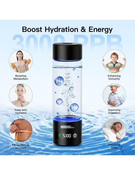 Botella de Agua de Hidrógeno funewthing 460ml con Pantalla LED