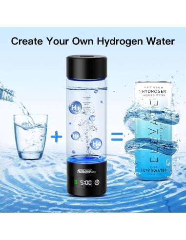 Botella de Agua de Hidrógeno funewthing 460ml con Pantalla LED