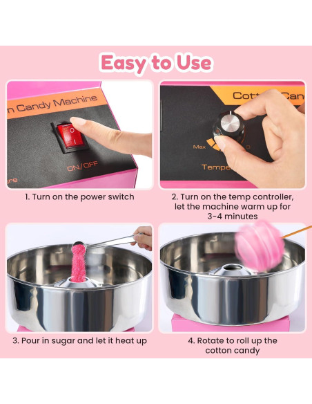 Máquina de Algodón de Azúcar AJGVQ 1000W Acero Inoxidable