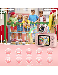 Cámara Digital para Niños Makolle S9 Rosa 1080P 8MP 2