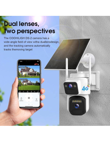 Cámara de Seguridad Solar Inalámbrica COOHILIGH DS2 2K