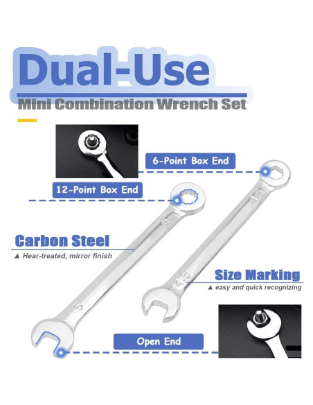 Juego de Llaves Combinadas Mesee 20 Piezas 4-11mm y 5/32-7/16"