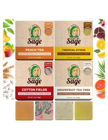 Juego de Jabones Naturales Age of Sage - Fragancia Victoriana - 4 Unidades