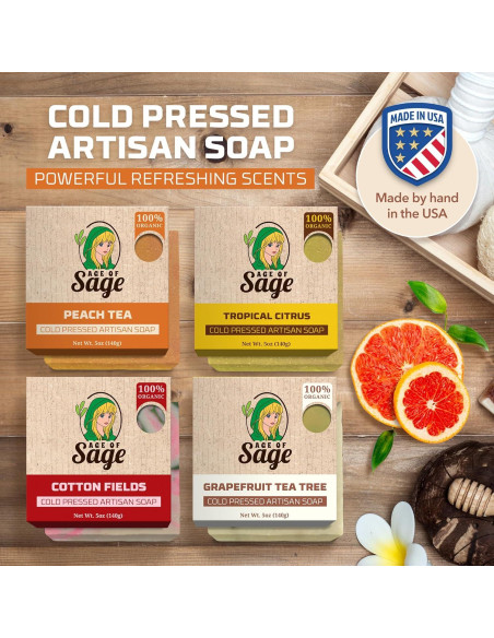Juego de Jabones Naturales Age of Sage - Fragancia Victoriana - 4 Unidades