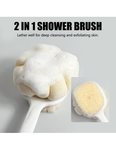 Cepillo de Ducha Doble Cara OHOO con Mango Largo Verde