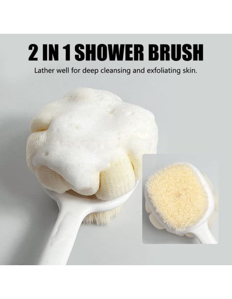 Cepillo de Ducha Doble Cara OHOO con Mango Largo Verde