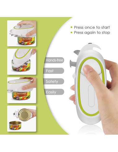Abrelatas Eléctrico GTComexpet Automático 0.27 kg Verde y Blanco