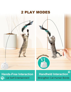 Juguete Interactivo para Gatos Xuyub con Varita de Plumas 2