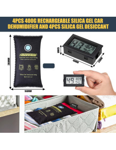 Juego de 4 Deshidratantes Recargables Tellegloww 500g con Termómetros 2