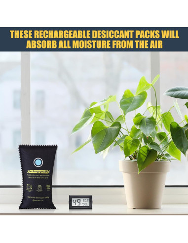 Juego de 4 Deshidratantes Recargables Tellegloww 500g con Termómetros