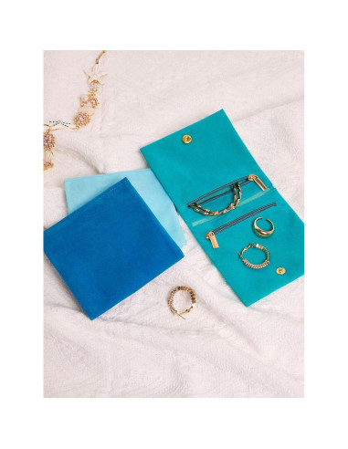 3 Pcs Bolsas de Joyería Terciopelo WSXBAGY Azul 10x10 cm