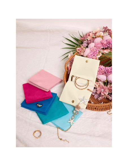 3 Pcs Bolsas de Joyería Terciopelo WSXBAGY Azul 10x10 cm