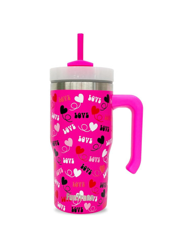 Taza de Acero Inoxidable 590 ml FunTrans Corazón con Tapa