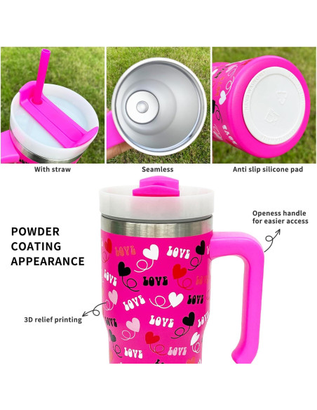 Taza de Acero Inoxidable 590 ml FunTrans Corazón con Tapa