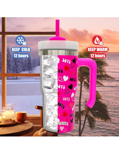 Taza de Acero Inoxidable 590 ml FunTrans Corazón con Tapa