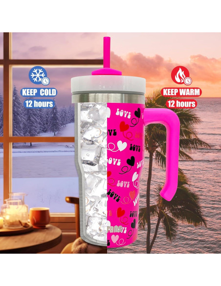 Taza de Acero Inoxidable 590 ml FunTrans Corazón con Tapa