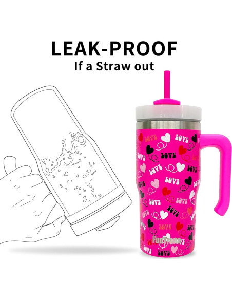 Taza de Acero Inoxidable 590 ml FunTrans Corazón con Tapa