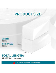Cinta de Espuma Aislante Fioxcomko 3 Rollos 5.94 m Blanca 2