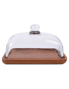 Plato de Mantequilla VivaBelle con Tapa de Vidrio 18.29x12.78cm